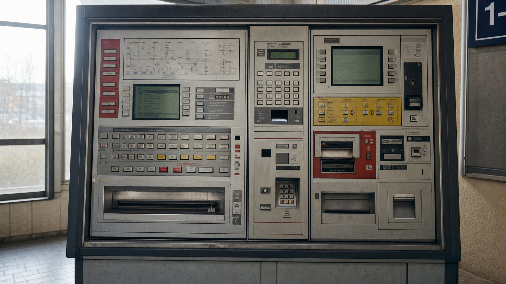German train ticket machine, many buttons